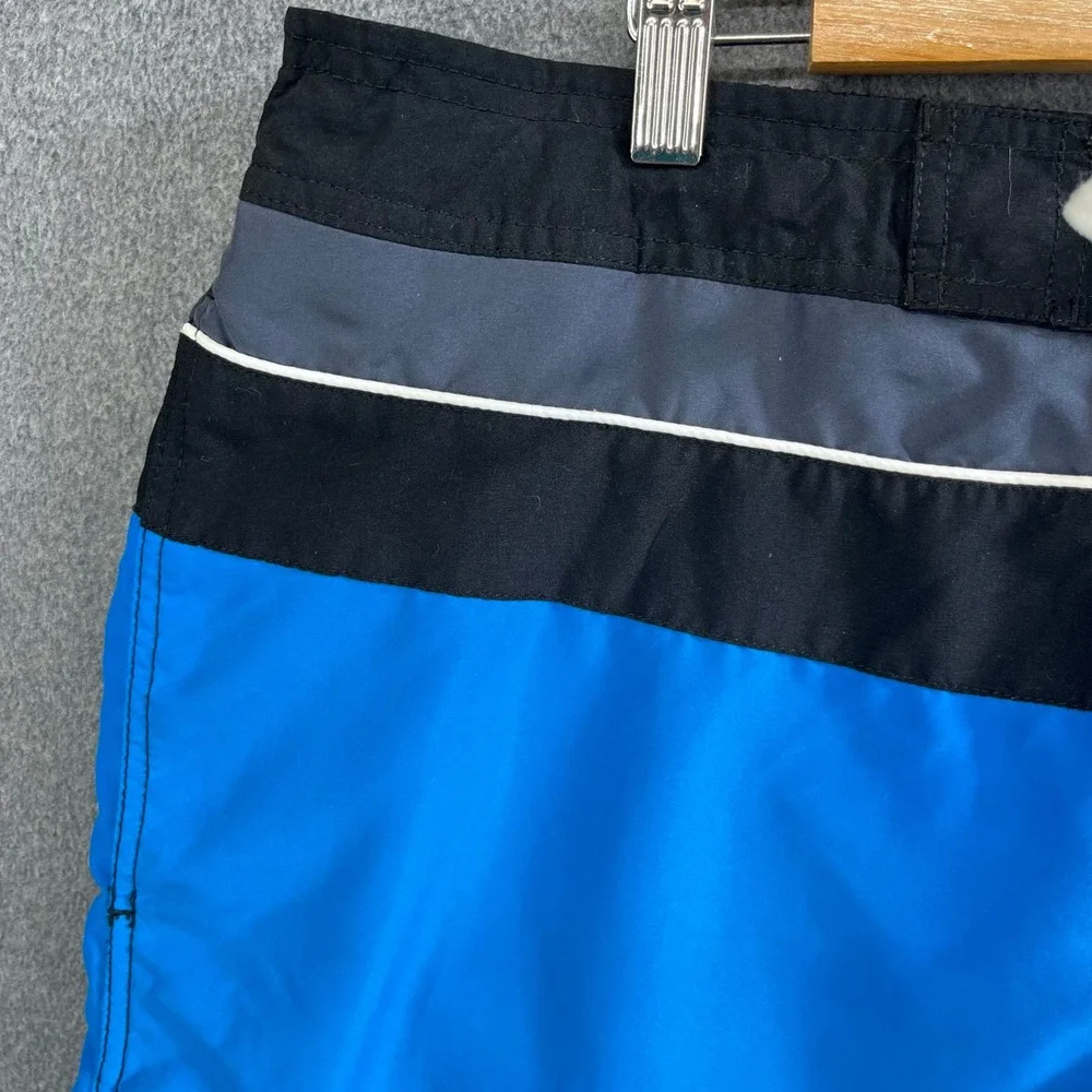 Speedo Mens Swim Trunks Blue Black White Geometric Athletic Size‎ L